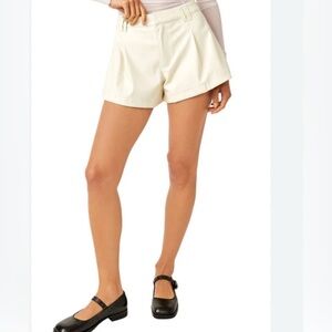 NWOT Free People Free Reign Vegan Leather Shorts in Bone
